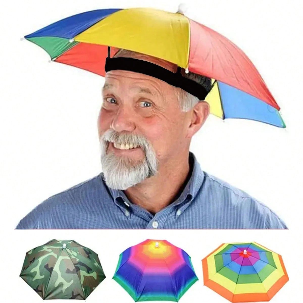 Cycling Commute Rain - Hands Free Head Wear Umbrella Hat