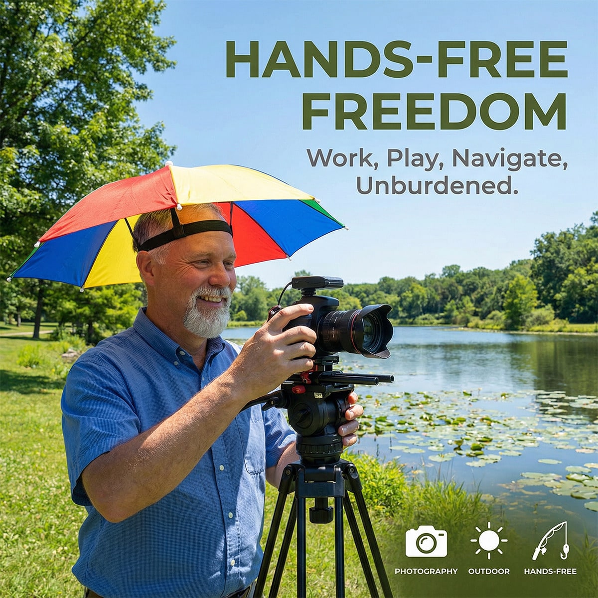 Hands Free Head Wear Umbrella  – обзор и цена Cycling Commute Rain
